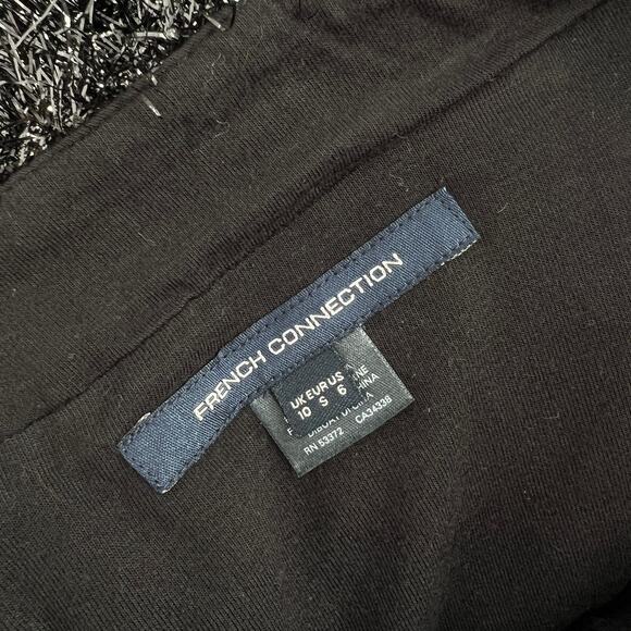 French Connection Black Tinsel Mini Skirt Size Small - Picture 3 of 5